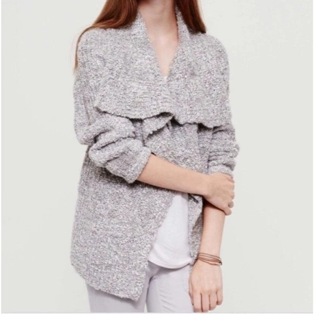 Lou & Grey Cardigan Sweater Medium Gray Wool Alpaca Blend Open